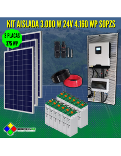 Kit Solar Aislada 3000W 24V 4160Wh SOPzS